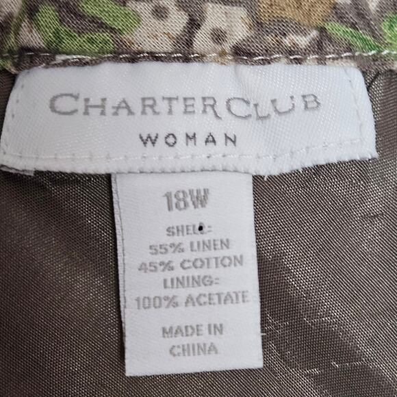 Charter Club Womens Linen Cotton Blend Maxi Skirt Size 18W Cottage Floral - Picture 4 of 11